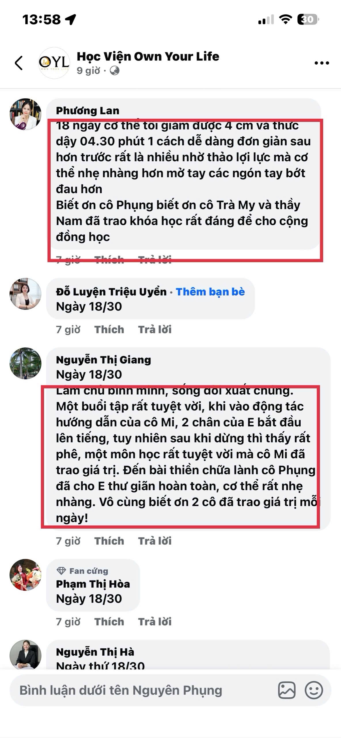 Feedback học viên OYL